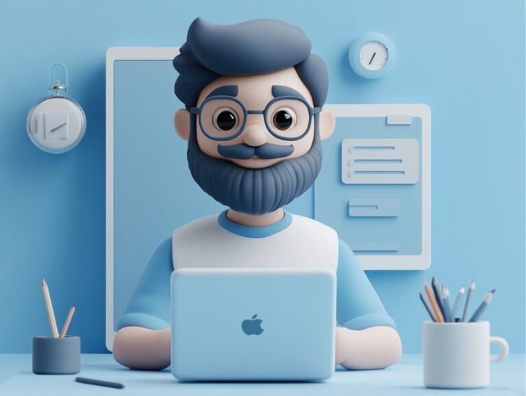 icono de un desarrollador y escritor escribiendo un artículo sobre un ordenador