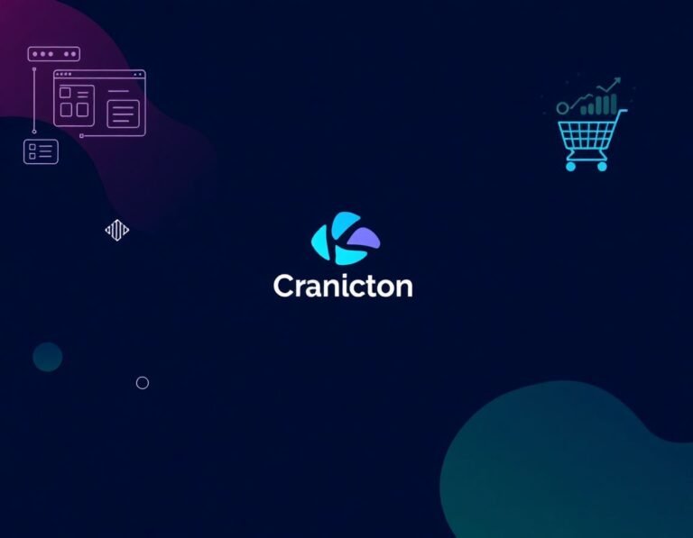 Logo moderno y minimalista en el centro con formas abstractas y colores vibrantes de fondo que representan creatividad y branding