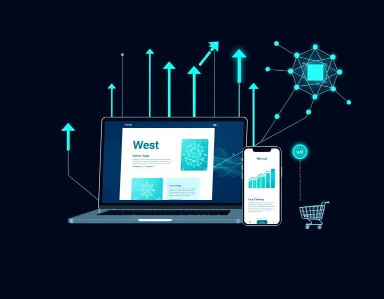 composiciónminimalistawebdevmarketingparaempresasconinterfazmodernaenlaptopysmartphoneiconosabstractosecommerceyseoinvisibilidadonline